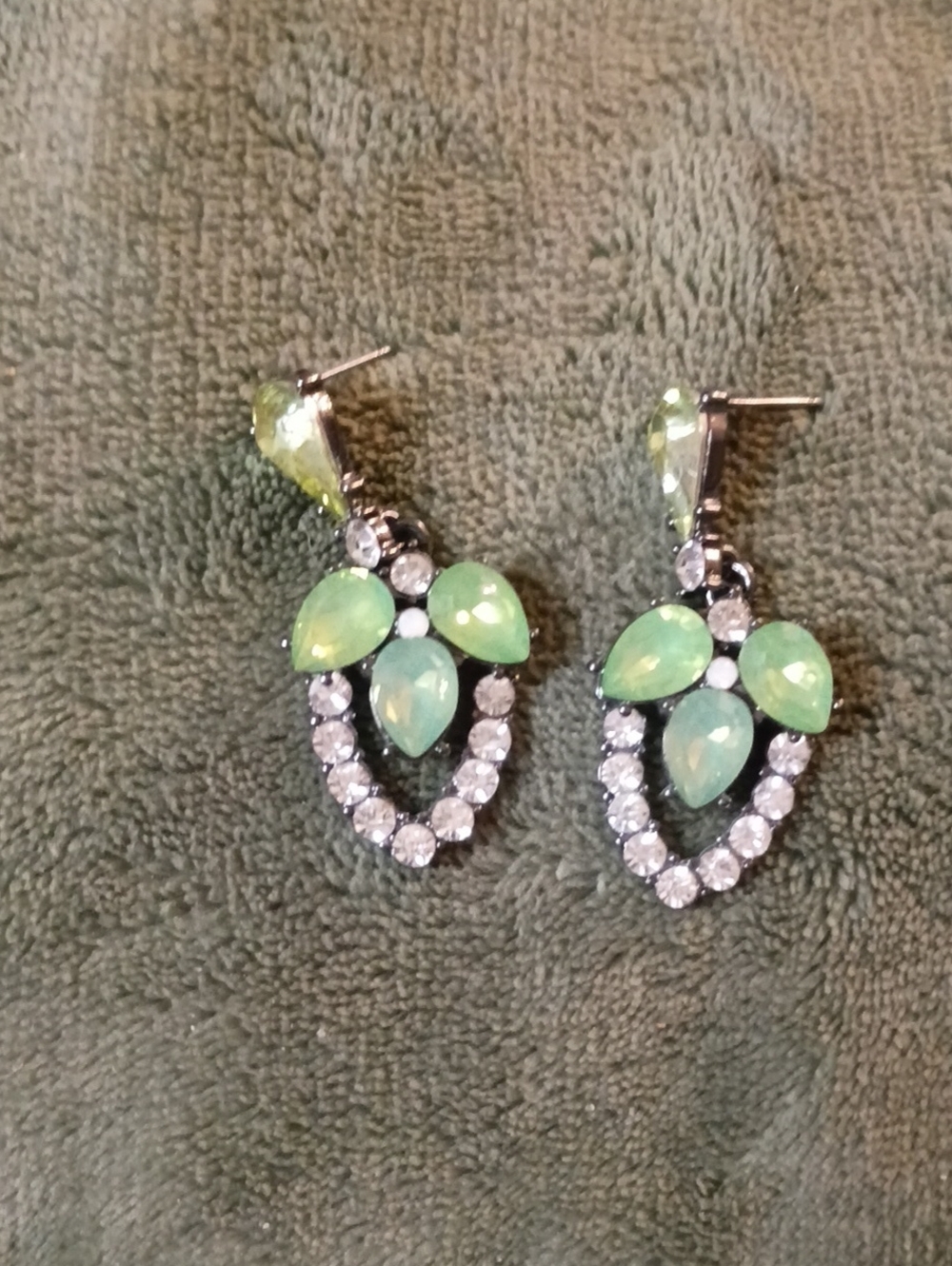 Lia Sophia Lime Green Teardrop Crystal Dangle Earrings